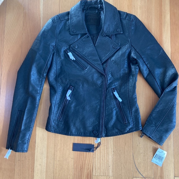 Blank NYC Vegan Leatherette Motorcycle Jacket In All Black Size XS NWT - Picture 11 of 12